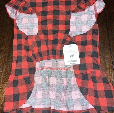 "Vestido Grayson Pup Buffalo Check rojo a cuadros para perro grande 19-22"" traje para mascotas nuevo en paquete nuevo con etiquetas" Foto 1 de 4