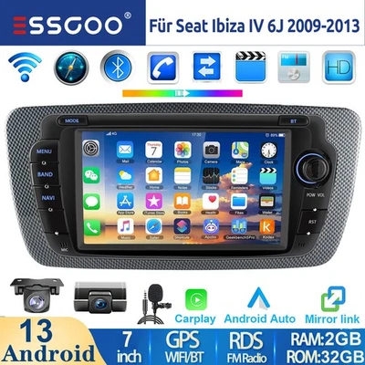 Für Seat Ibiza IV 6J 2009-2013 DVR Android 14 Autoradio Carplay GPS Navi RDS Kam - Bild 1 von 4