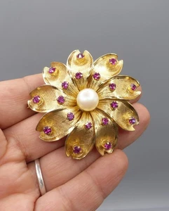 Broche Vintage Métal doré et strass - Old Brooch 1970's - Imagen 1 de 9