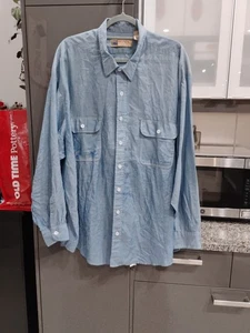 90er Big Mac JCPenney Vintage blau Chambray Arbeitshemd 100% Baumwolle Gr. 3XL - Bild 1 von 6