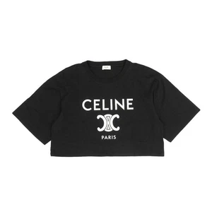 Camiseta Mujer CELINE Triunfo Logo Estampado Negro 【A】 - Imagen 1 de 9