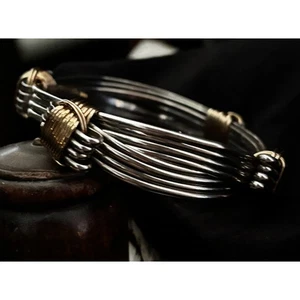 Elephant Hair Sterling Silver 14K GF 4-Knot 5 Strand Unisex Bracelet 2.5" Large - Picture 1 of 5