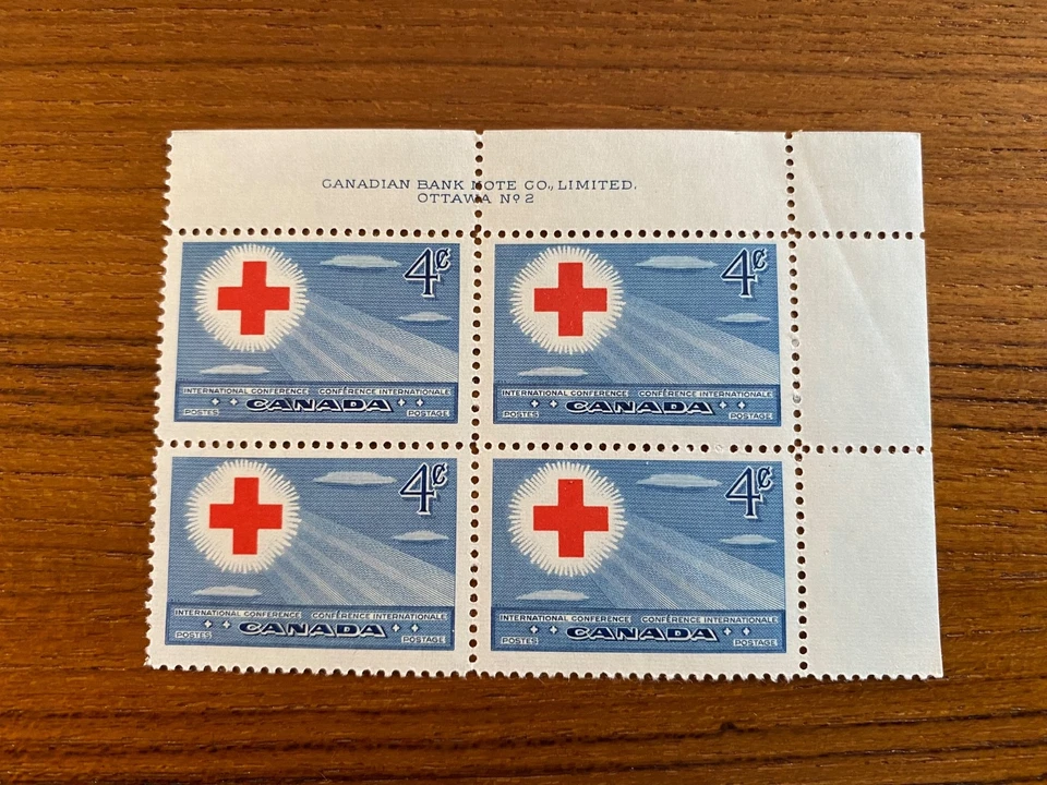 Bloque de inscripción Canadá - 1952 4c Cruz roja bloque de placa de conferencia 2 ur (ut 317) Foto 1 de 1