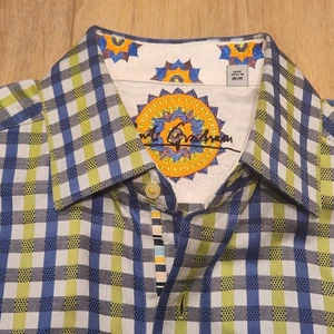 Robert Graham Hemd Flip Cuff mehrfarbig Blumen kariert Langarm Größe Medium  - Bild 1 von 12