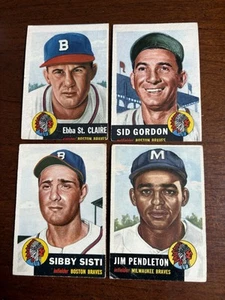 1953 Topps Baseball Lot Of 4 Different ALL BRAVES VG To VG-EX Two Small Creases - Picture 1 of 2