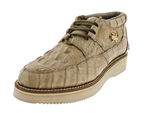 Mens Real Crocodile Skin Shoes Sneakers Leather Sand Laces Size 6, 6.5, 11.5-13 - Picture 1 of 5
