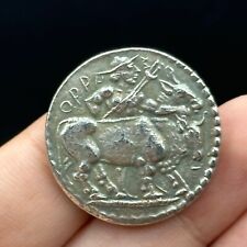 Wonderful Ancient Greek very Unique Silver Plated Coin Man with Cows Image