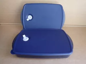 Lot of 2 Tupperware Vent N Serve Large Containers Microwavable 6 C. Blue - Picture 1 of 6