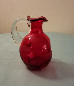 MCM Blenko Art Glas Mandarine Rot Amberina Geklemmt Karaffe - Bild 1 von 7
