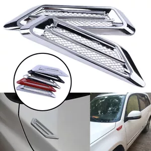 2 PIEZAS Capó Exterior Coche Cromo Plateado Flujo de Aire Guardabarros Ventilación Lateral Admisión Decoración - Imagen 1 de 7