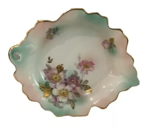 VTG Schumann Arzberg Germany Bavaria Victorian Floral Leaf Dish Gold Trim Multi - Picture 1 of 4