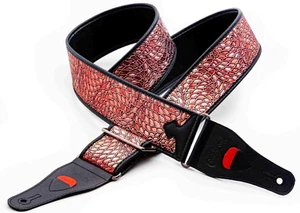 RightOn! Correa de guitarra Talisman Alien rojo 6 cm de ancho de cuero sintético vegano - Imagen 1 de 5