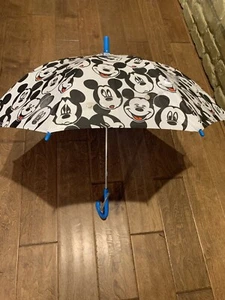 Vintage Mickey Mouse Vinyl Kids Umbrella- Different Faces Black White - Picture 1 of 12