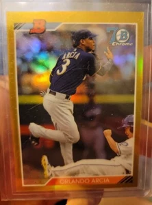 2017 Bowman Orlando Arcia 1992 Anniversary Gold Refractor 2/50 92B-OA BRAVES ATL - Picture 1 of 3