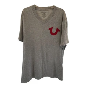 True Religion V Neck T Shirt Gray Large Mens - Picture 1 of 5