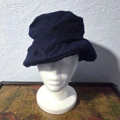 Sombrero cubo de lana azul marino vintage años 80 Liz Claiborne Foto 1 de 4