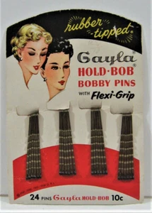 Vintage Gayla Ringlet Bob Pins Display Card Gaylord Prod Chicago Ill Old Stock - Picture 1 of 2