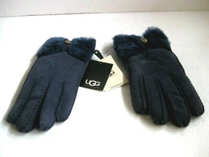 UGG CLASSIC BOW SHORTY WOMEN GLOVES PEACOAT SIZE MEDIUM - Picture 1 of 4