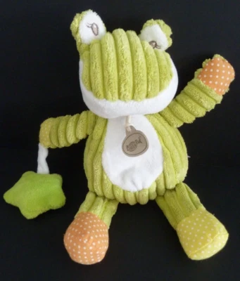 Q4. DOUDOU GRENOUILLE BABY NAT DOUBAMBINS vert côtelés pois étoile 26cm NEUF * - Photo 1/3