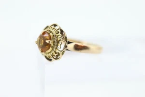 Antiker Citrin Blumenring. Handgefertigter 10k Gelbgold Blume filigraner Ring - Bild 1 von 9