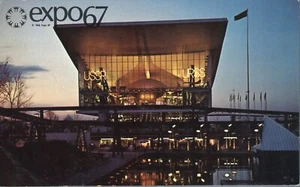 Postal del Pabellón de la Unión Soviética al atardecer Expo 67 Montreal Canadá 1967 - Imagen 1 de 2