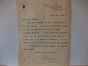 Wren, P C Percival - Original Signed letter - 12th May 1930 - Picture 1 of 1