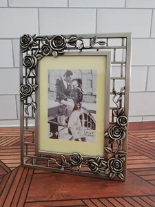 3.5x5 Picture Frame Rose Silver Antique Pewter Finish Lacquer Coated - Picture 1 of 3
