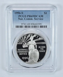 1996-S National Community Service Commemorative Dollar PR69 DCAM PCGS *7708 - Picture 1 of 5