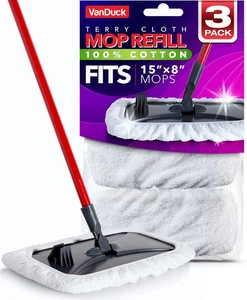 Vanduck 100% Baumwolle Frottee Mopp Pads 15X8 Zoll 3er Pack, Frottee Wischbezüge (H - Bild 1 von 12