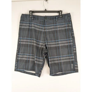 Trinity Dual Purpose Shorts Mens 34x10 Gray Plaid Casual Chino Boardshort - Picture 1 of 8
