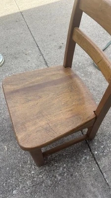 古董橡木儿童学校椅子儿童复古纯色农舍原始装饰 — 第 1/4 张图片