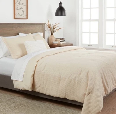 Twin/Twin Extra Long Washed Waffle Weave Comforter and Sham Set Comfort Light - Image 1 of 4