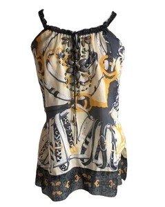 Hale Bob Cabana Beaded Y2K Equestrian Belt Motif Silk Blend Cami Top Size XS - Picture 1 of 8