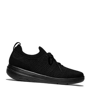 Women's FitFlop, SUPER-Q Knit Slip-On Laced Sneaker JM1-090 All Black FABRIC - Picture 1 of 6