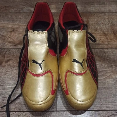 Puma V4.10 FG Soccer Cleats Football Boots Gold /Black/ Red Size US 11 - Image 1 of 4
