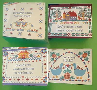 15 Vtg Current Country Folkart Friendship 4"x5" Blank Note Cards/envelopes 1986 - Image 1 of 4