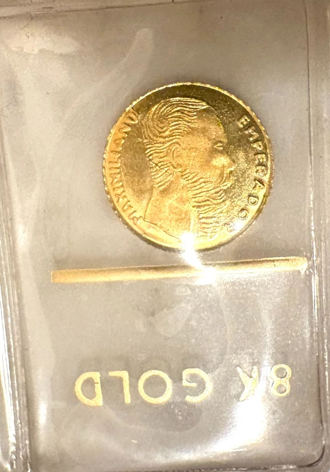 Mini Fichas de Oro Imperio Mexicano Maximiliano - Oro 8K ~0.30–0.32g - CANTIDAD Disponible Foto 1 de 3