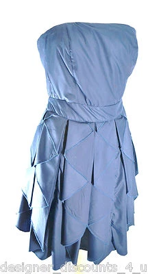 Romeo & Juliet Couture 蓝色荷叶边迷你鸡尾酒晚会礼服舞蹈 SZ S  — 第 1/4 张图片