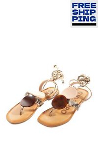 GIOSEPPO Leather Thong Sandals Size 37 UK 4 US 6.5 Metallic Snakeskin Pattern