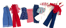 Vintage Barbie Doll Clothes Lot 1980s 1990s Striped Red White Blue Overalls