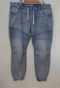 CONNOR Blue Denim W40" Jogger Jeans Tapered Cuff Ankle Elastic Waist Drawstring. - Picture 1 of 9