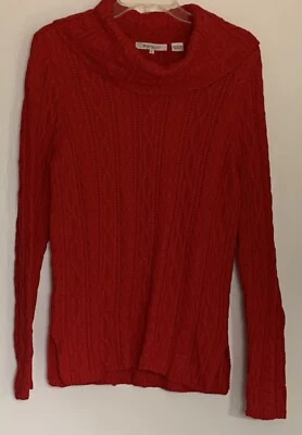 "Nuevo sin etiquetas Wainscott clásico rojo algodón cable suéter capucha cuello pecho 34""" Foto 1 de 4