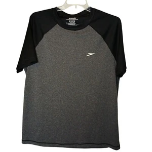 Speedo Mens XL Gray & Black Block Short Sleeve Shirt Swish 100% Polyester #D-40 - Picture 1 of 5