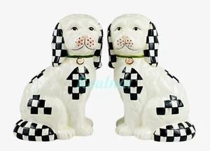 MacKenzie-Childs Staffordshire Hund Figuren 2er Set 9" groß Keramik Neu ohne Box - Bild 1 von 7