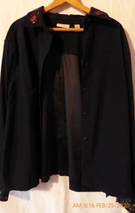 NWT Amanda Smith Women size 22W Embroidered Navy Blue Lined Stretch Blazer - Picture 1 of 5