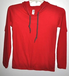 Camiseta con capucha yunque manga larga 100 % anillo hilado algodón rojo damas talla pequeña nueva sin etiquetas - Imagen 1 de 3