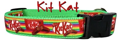 Kit Kat Candy dog collar handmade adjustable buckle 1" or 5/8" wide or leash