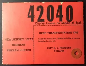 New Jersey 1977 Resident Firearm Hunter License #42040 - excellent cond. - NJ - Picture 1 of 3