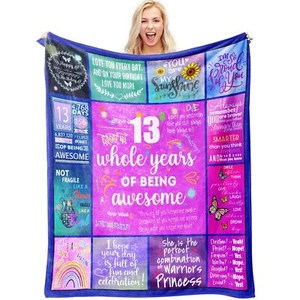 13th Birthday Gifts for Girls Flannel Throw Blanket 50"x60" Teen Girl Gift Ideas - Picture 1 of 7
