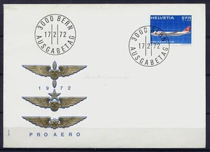 FDC Suiza 1972, Pro Aero, Anniv. de 1er Swiss Intl. Vuelos. - Imagen 1 de 2